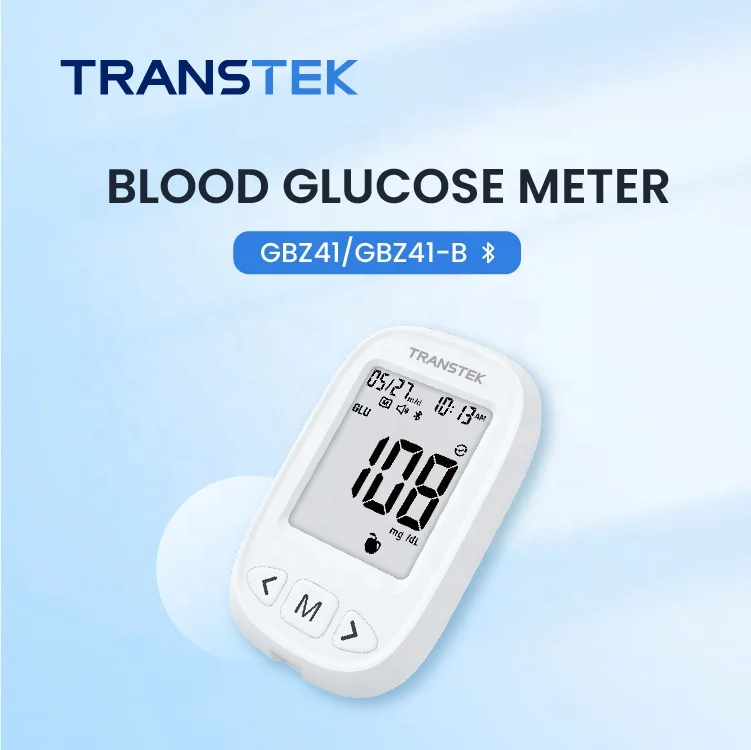 TRANSTEK home-use Blue tooth blood glucose meter for seniors with one-touch start and a large easy-to-read LCD screen