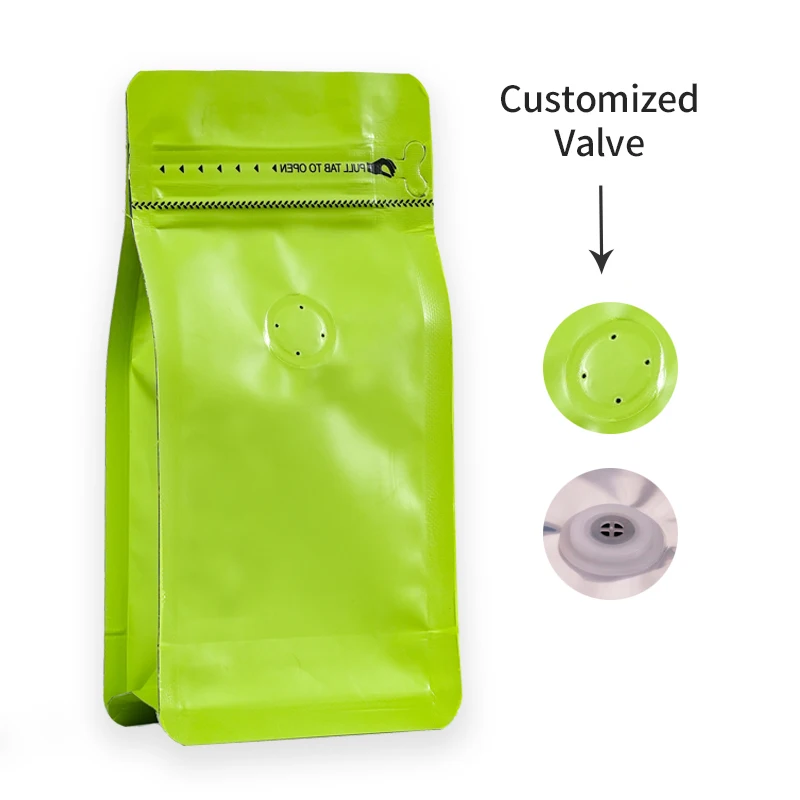 Stand Up Side Gusset Compostable Black Blue Green White Recyclable 250g Zipper Coffee Bean Coffee Bags with Valve and Zipper