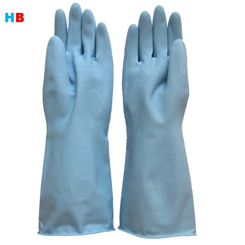 33cm korea  93g blue high quality kitchen waterproof gloves  rubber washing hand  glove household cleaning  latex gloves
