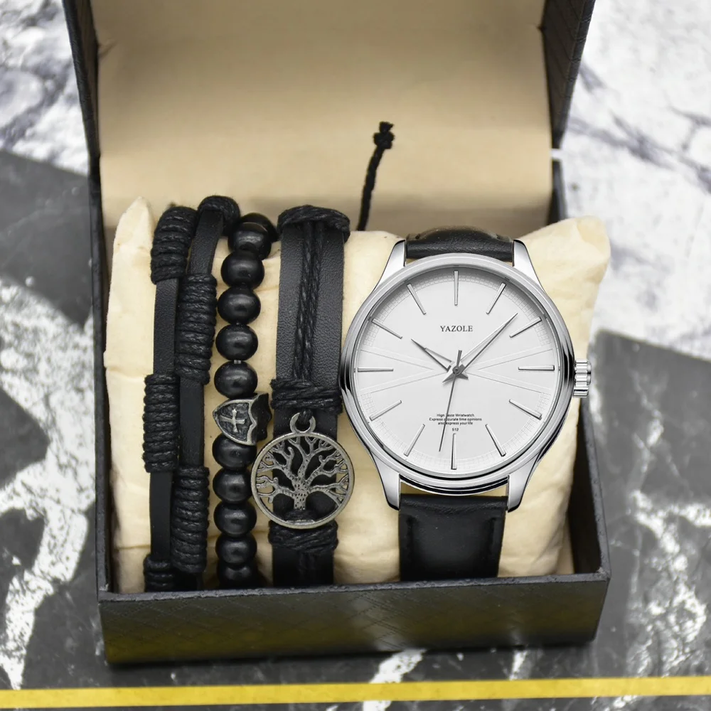 Yazole High Quality Men Watch gift set Luxury Leather Watch For Men Montre Homme Fashion Sport clock Men Watches reloj hombre