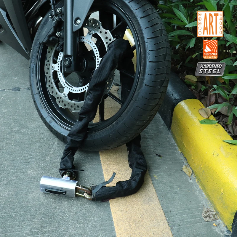 120Db Alarm Anti Theft Security Bicycle Chain lock 12mm reinforced hardened Smart motorcycle chain lock