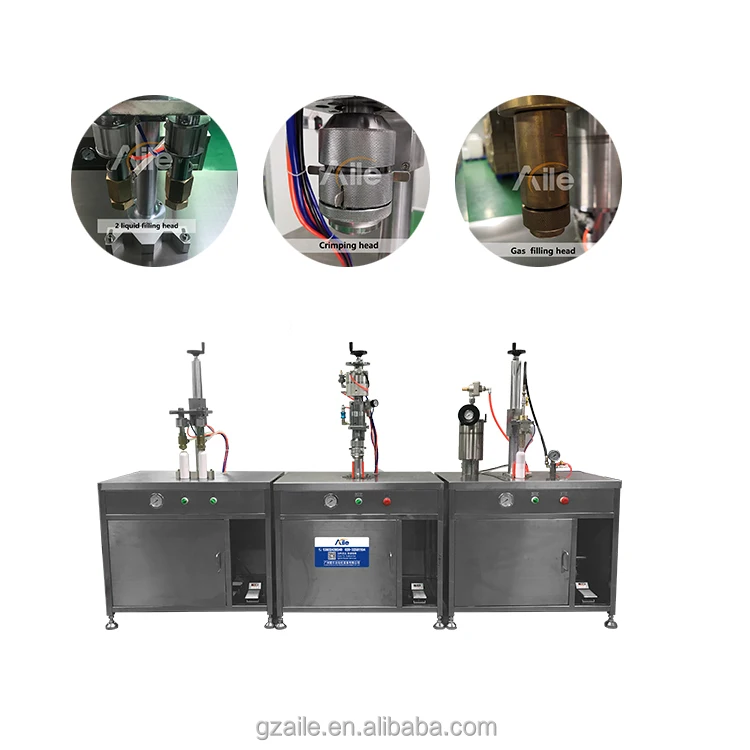 Aile company semi-automatic combination equipment for liquid filling sealing and gas filling