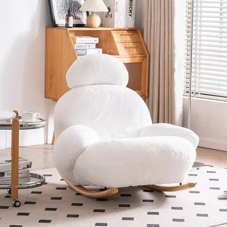 White Teddy Velvet Chairs Accent Chair Modern Rocking Chair Sofa For Home