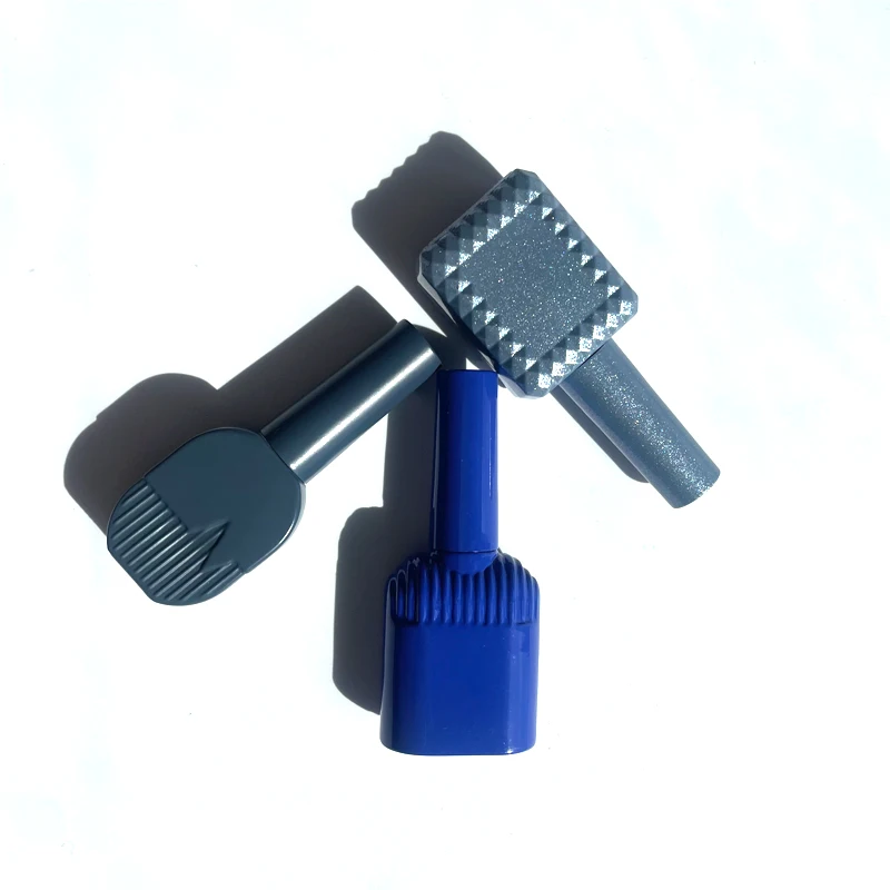 Factory Custom 8ml Frosted UV gel glass bottle packaging empty Square Silver cap nail polish bottle with Brush cap