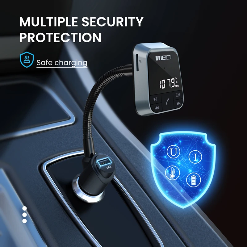 Dual USB Ports AUX Input/output TF Card Mp3 Player Hands-free Car Kit Wireless Radio Adapter QC3.0 and Smart 2.4A Portable 5.0