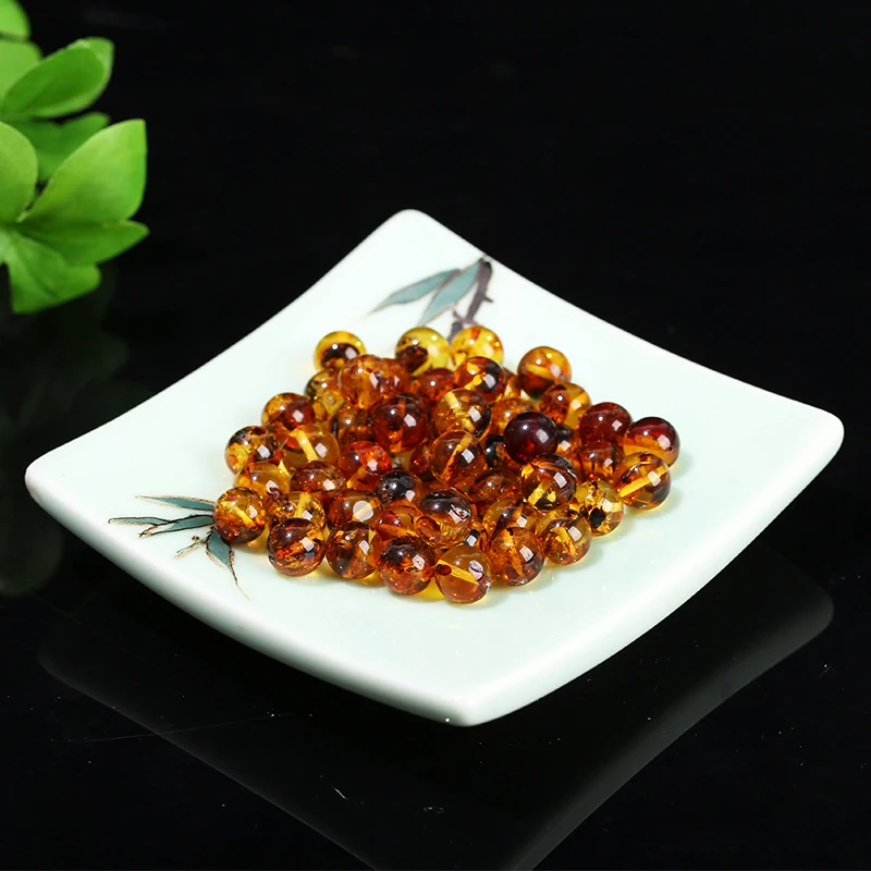 JD GEMS 6mm 8mm Semi Precious Agate Stone Loose Spacer Bead Natural Flower Amber Round Beads for Jewelry Making