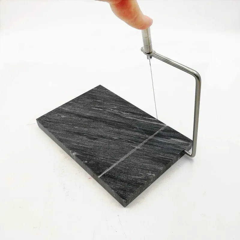 Good quality stainless steel wire slicer cheese cutter with natural marble cheese board