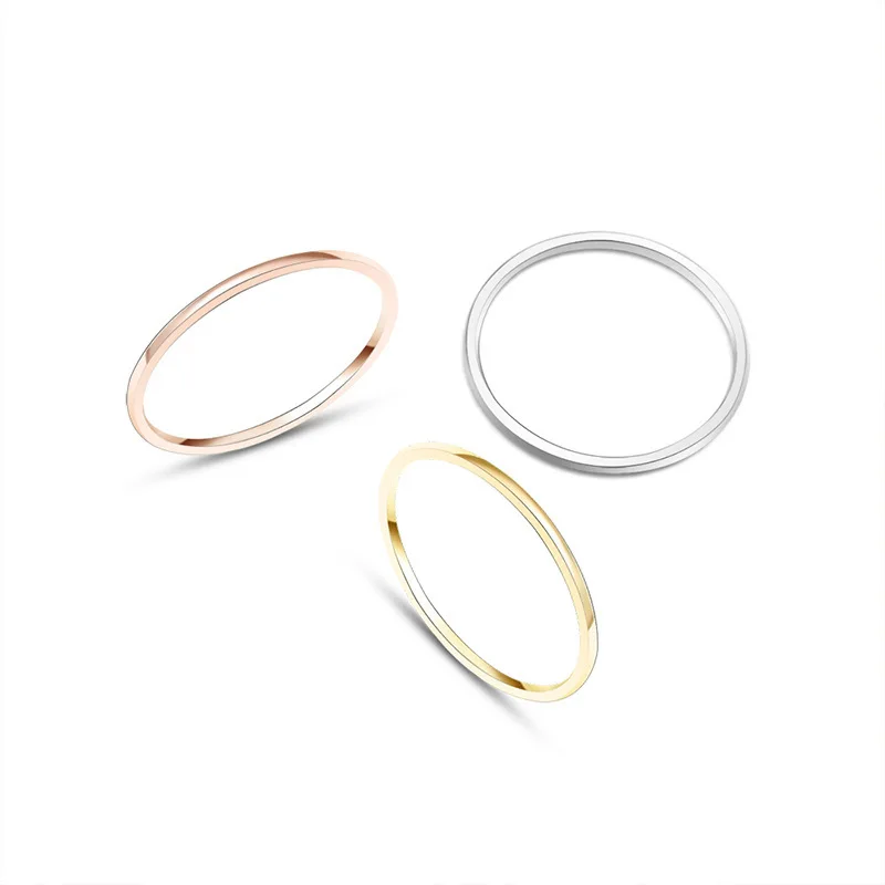 Titanium circle plain fidget ring man woman 18k real gold plated index finger stainless steel ring jewelry