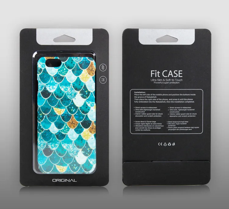 Low moq custom logo box mobile phone case packaging for iphone kraft paper box retail for Samsung black cardboard phone case box