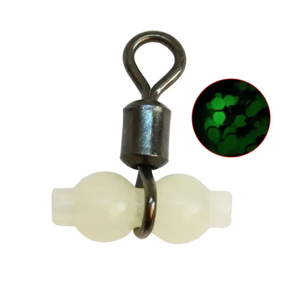 1000 pcs/bag   Luminous 3 way  Fishing Swivel  cross line Swivel  fluorescent beads with Rolling Swivel for Night fishing