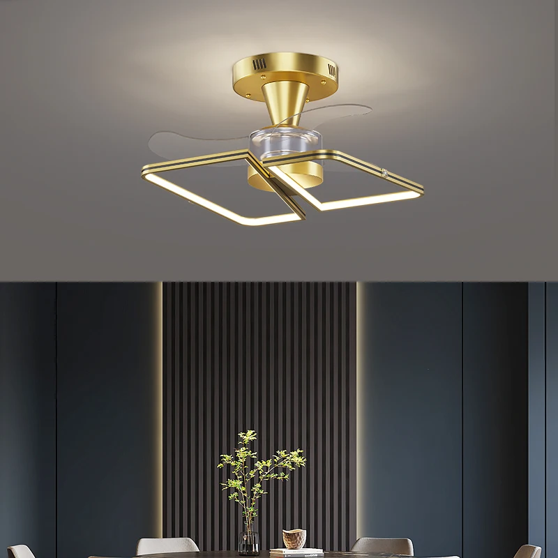 2022 New diameter 60CM luxury bedroom ceiling fan light living room plastic leaf super quiet fan light