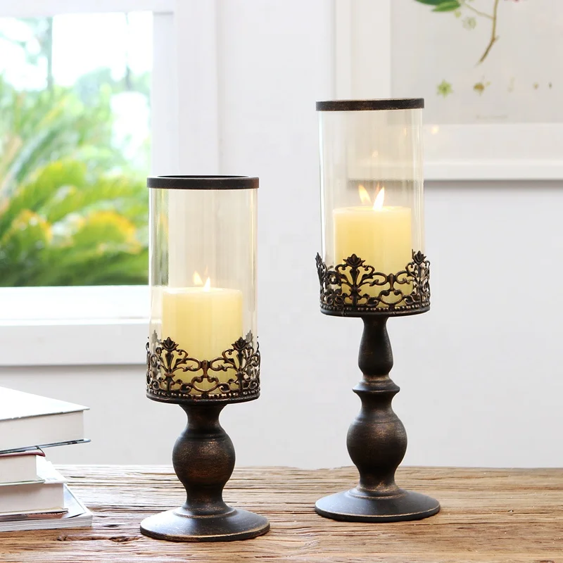 Wholesale Glass Candle Stick Home Other Decoration Candlestick Unique Creative Metal Candle Holder