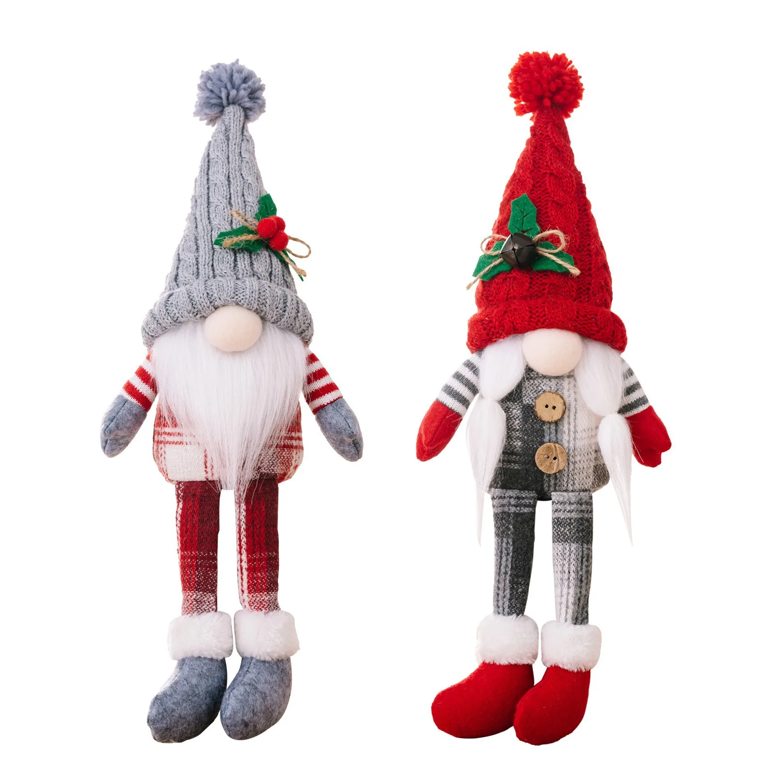 2025 Christmas Ornament Gifts Gnomo De Navidad Couple Faceless Doll Striped Hat Rudolph Dwarf Hold Xmas Tree Gnome Plush Toy