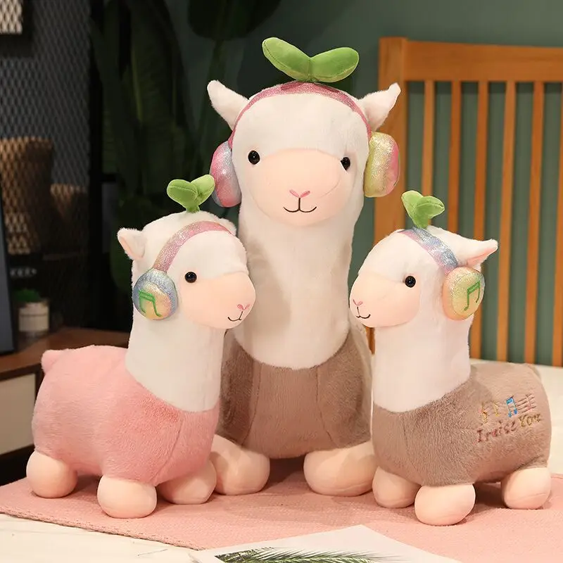 Cute plush  ear microphone alpaca toy creative stuffed Little Sheep Doll Girl Pillow Birthday Gift baby sleep doll Wholesale