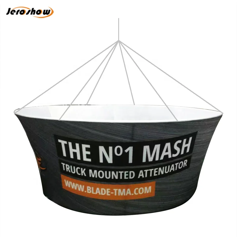 OEM Custom Ez Tube Printed Brand Logo Advertising Sign Circle Trade Display Ceiling Hanging Banner