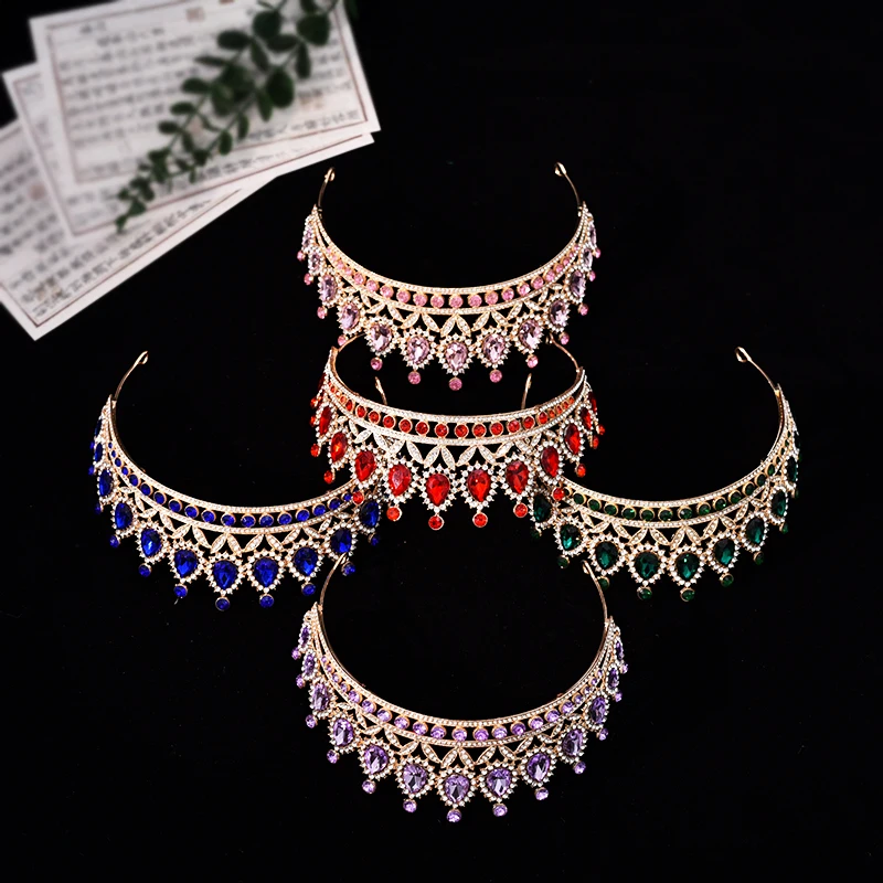 Super pure handmade bride Crown party activities Crown head with fashion water drop diamond princess headwear wholesale