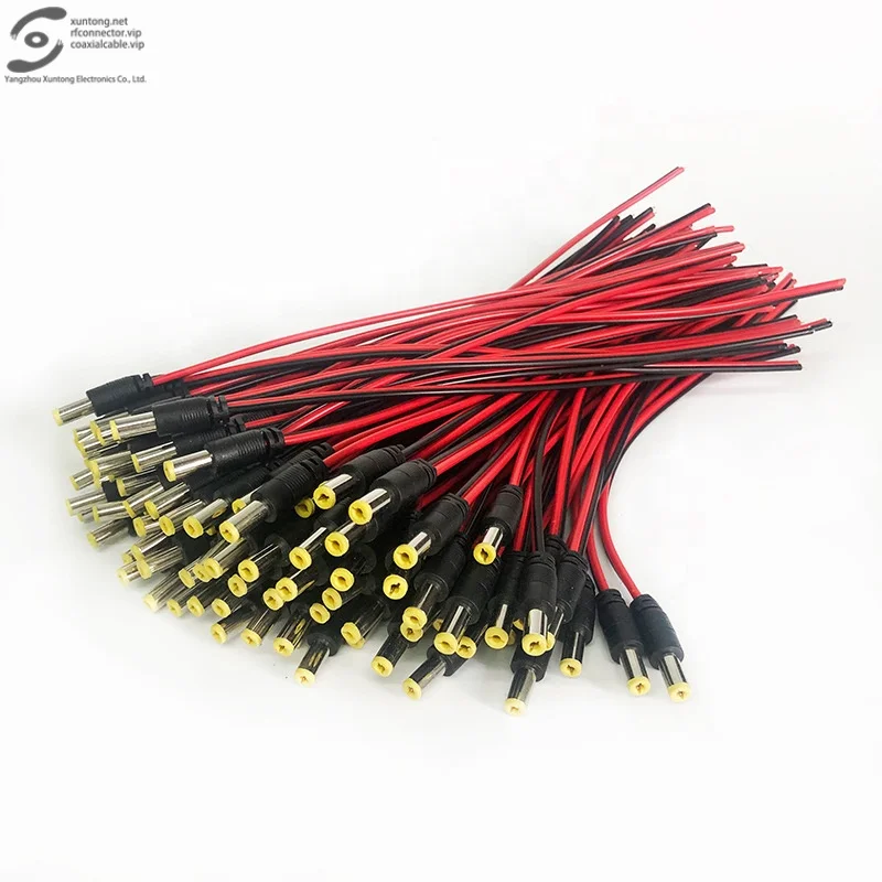 DC male red and black double spell extension cable 5.5*2.1 plug single head dipped in tin 12V power cord