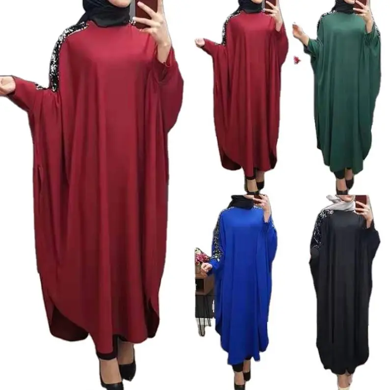 
Women Sequin Dress Beach Holiday Casual Swing Loose Dress Dubai Islamic Muslim Party Arabic Fashion Kimono Long Maxi Dress 10% 