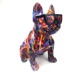 Nordic Modern Home Decor Crafts French Bulldog Statue Graffiti Bulldog Sculpture