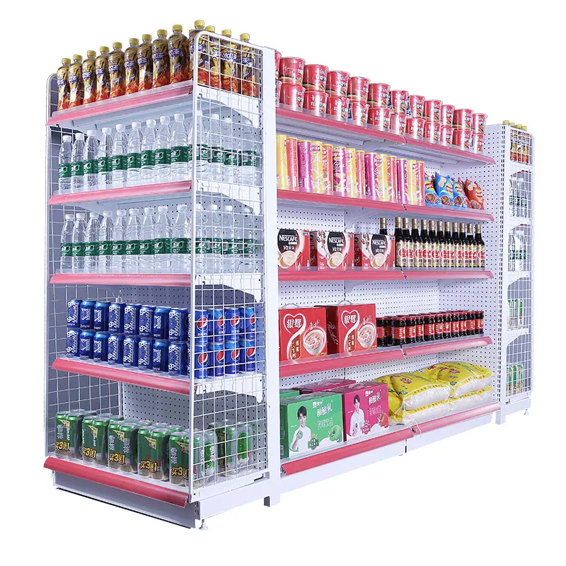 Customized Retail Display Wholesale Shelf Shop Gondola Shelving Units Supermarket Store Racks