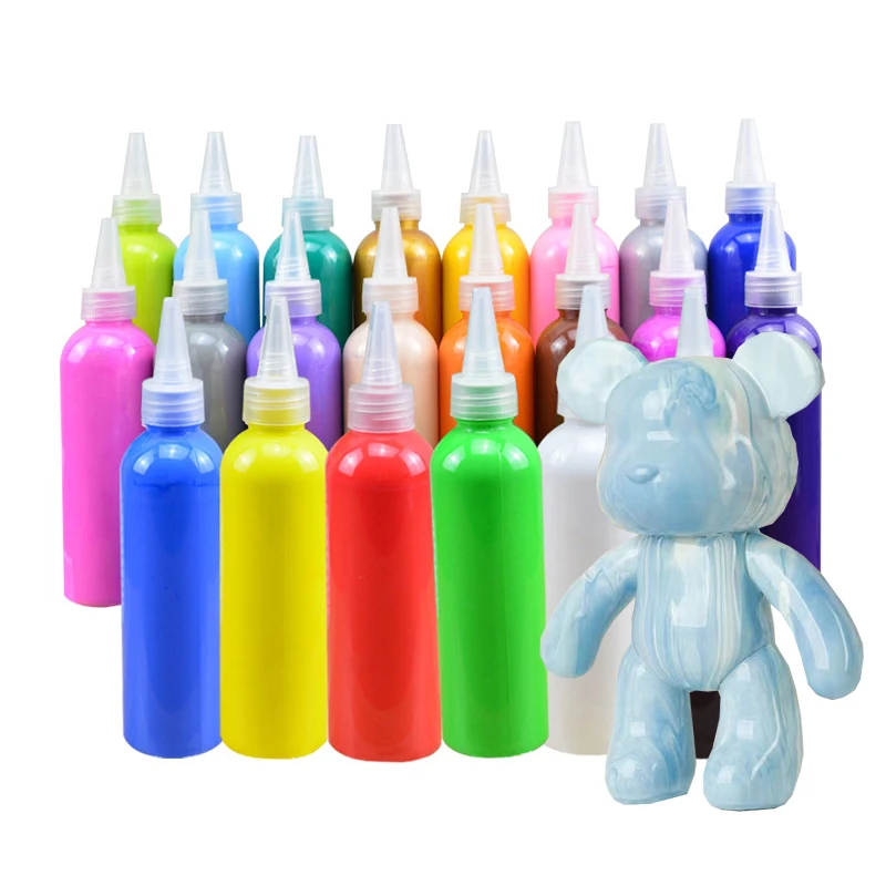 Non toxic paint set children diy fluid painting acrylic pigment kit 60ml fluid decorative pouring painting