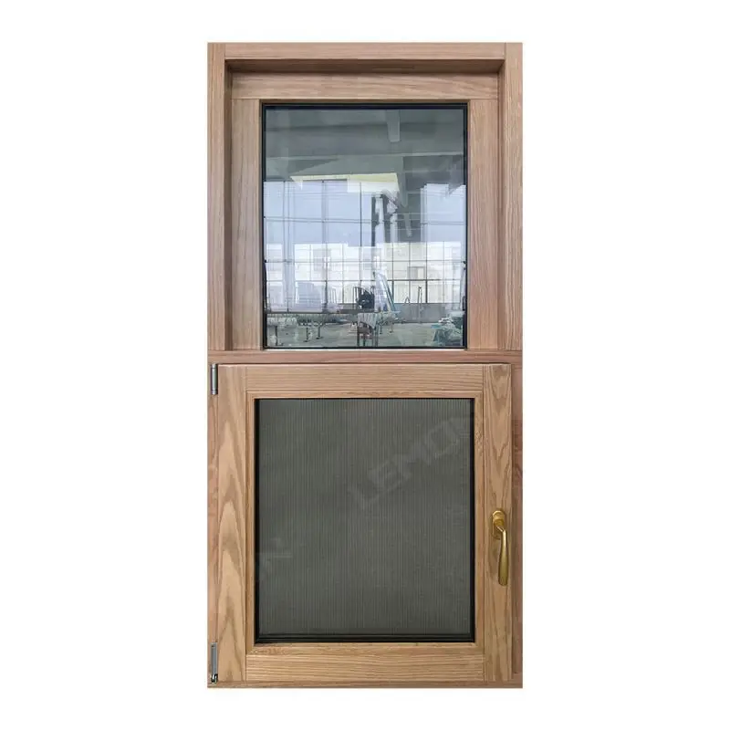Wooden Window Passive House Thermal Insulation Tempered Tint Glass Oak Solid Wooden Tilt And Turn Casement Windows