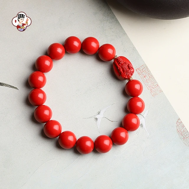 New Design Wholesale Red Ruby Beaded Charm Bracelets Exquisite Carved Small Animal Bodhisattva Buddha Bead Bracelet  For  Unisex