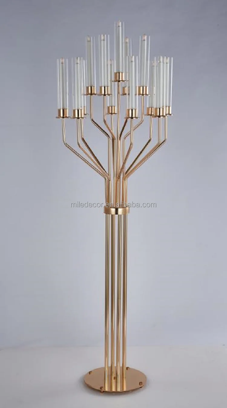 Unique Design Modern Candle Candelabrum Gold Metal Wire Candle Holders For Wedding Decoration