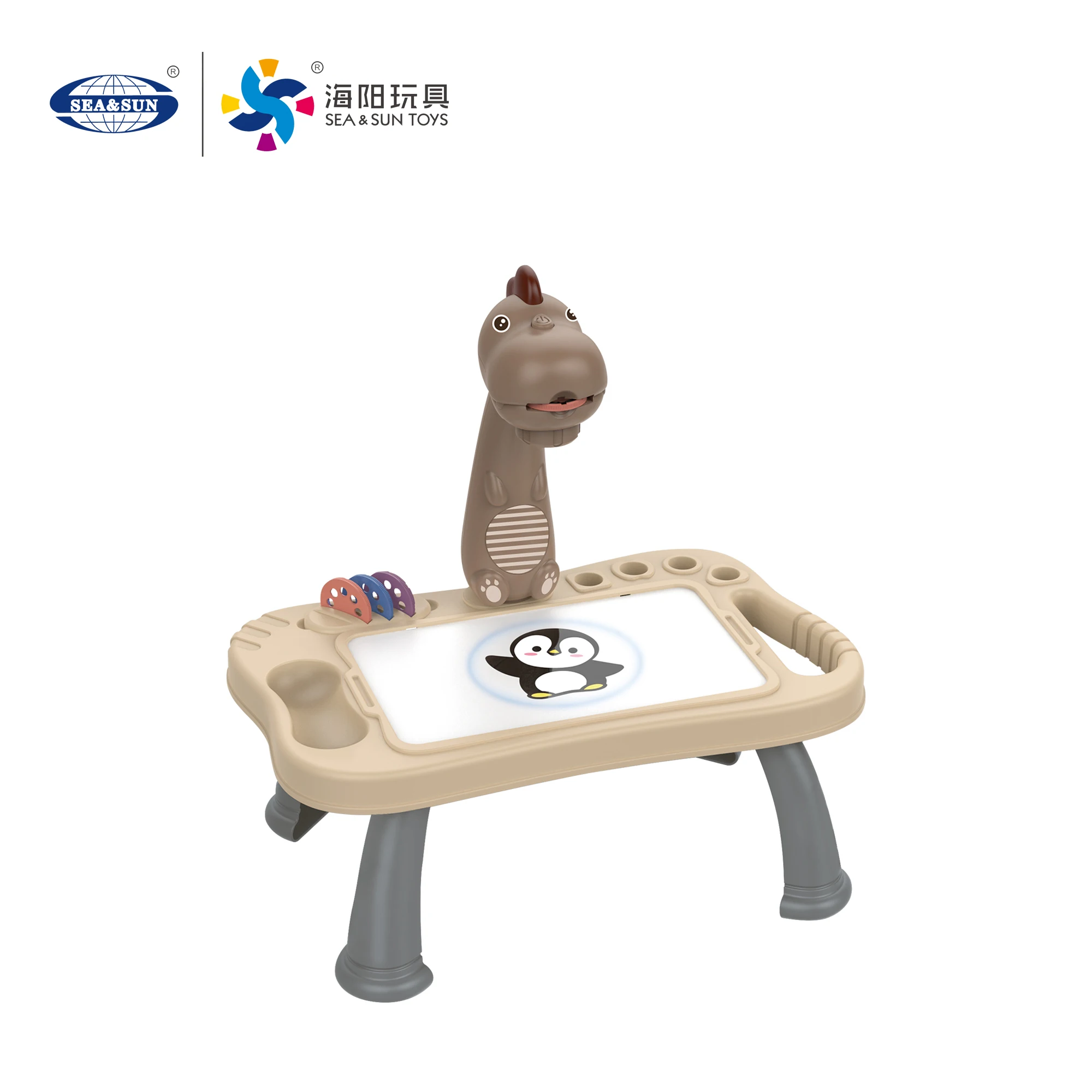 Multi functional dinosaur light projection drawing board