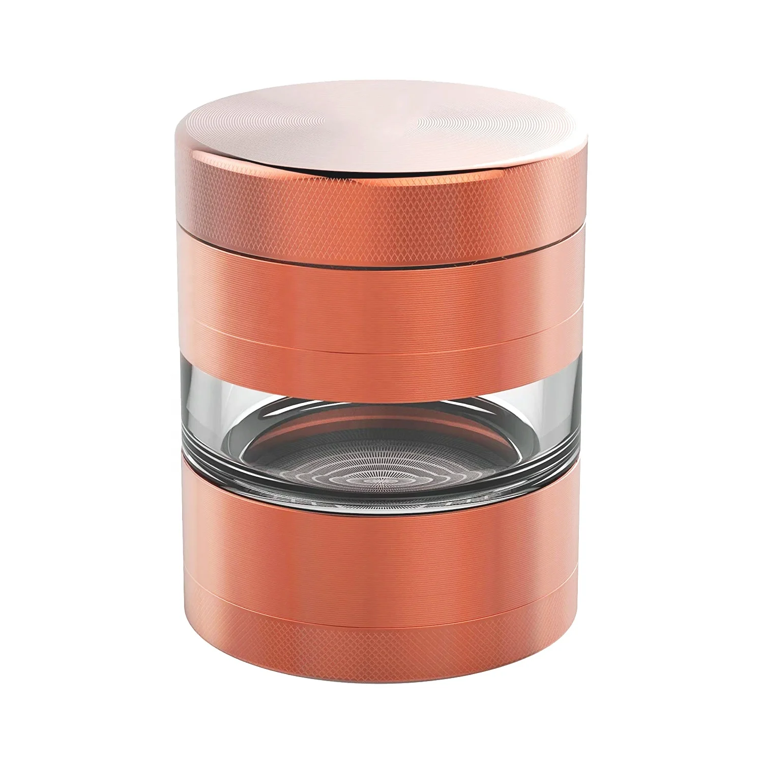 Top Blue 5-part 63MM aluminum hand pepper spice grinder with viewing window rose gold