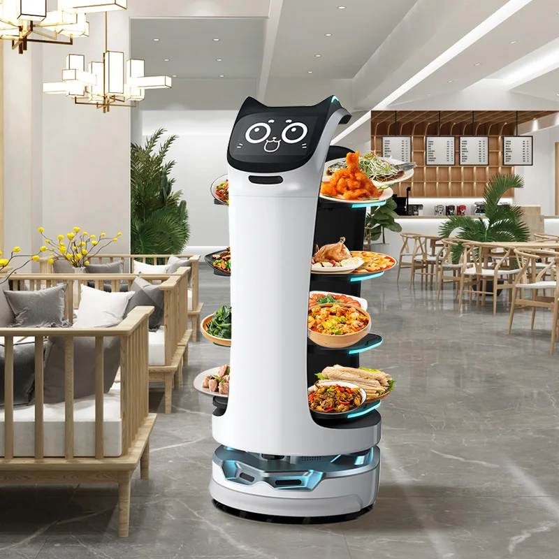 Artificial Intelligence Autonomous Navigation Service Robot is Used for Hotel, Restaurant, Bar Service Robot Waiter