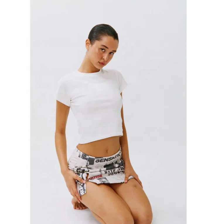 2023 Summer Baby Tee Y2k Crop tops Tee Shirt Sexy Thin Blank shirt For Woman 100% Cotton Breathable High Quality plain T-shirt