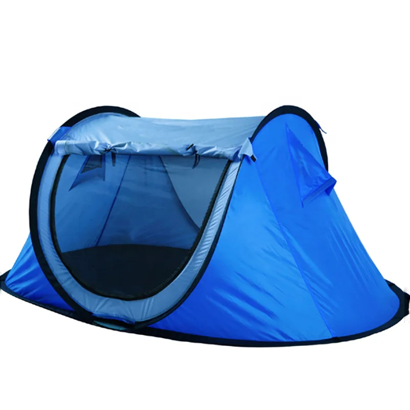 Waterproof Single-Layer Pop up Tent for Summer Beach Camping Durable Polyester Fabric and Fiberglass Frame