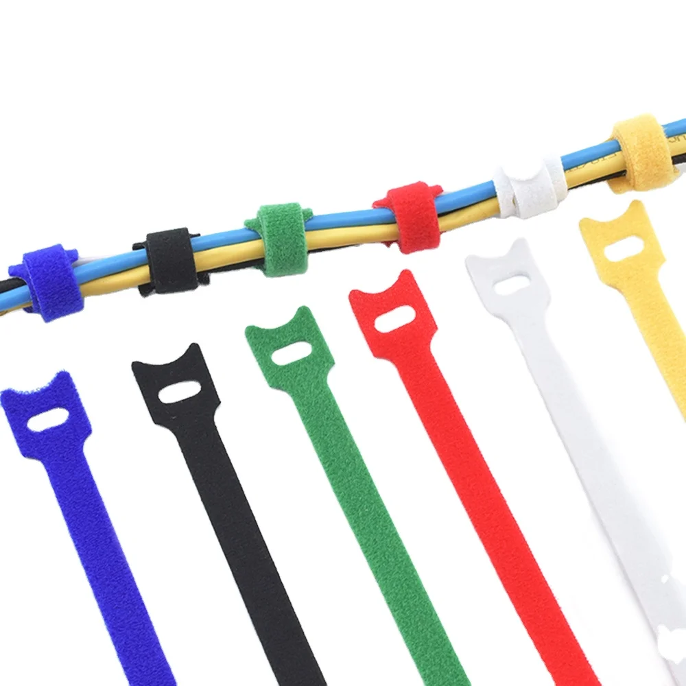 Wholesale Colorful 100pcs Self-locking Nylon Hook And Loop Strap Non-slip Cable Tie Wraps Zip Ties