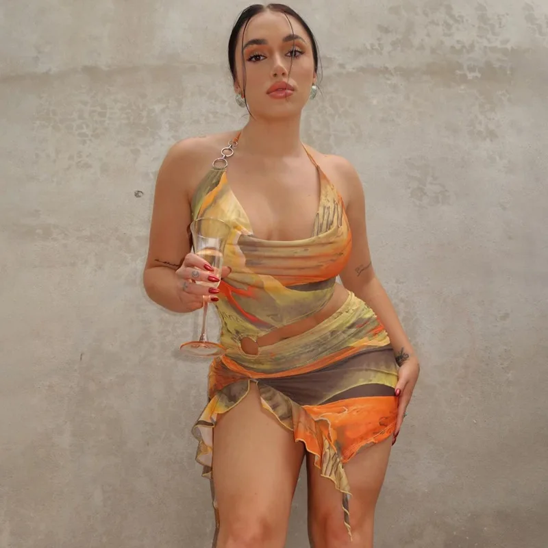 2024 summer boutique modest fashion digital print ladies dress mini dresses women