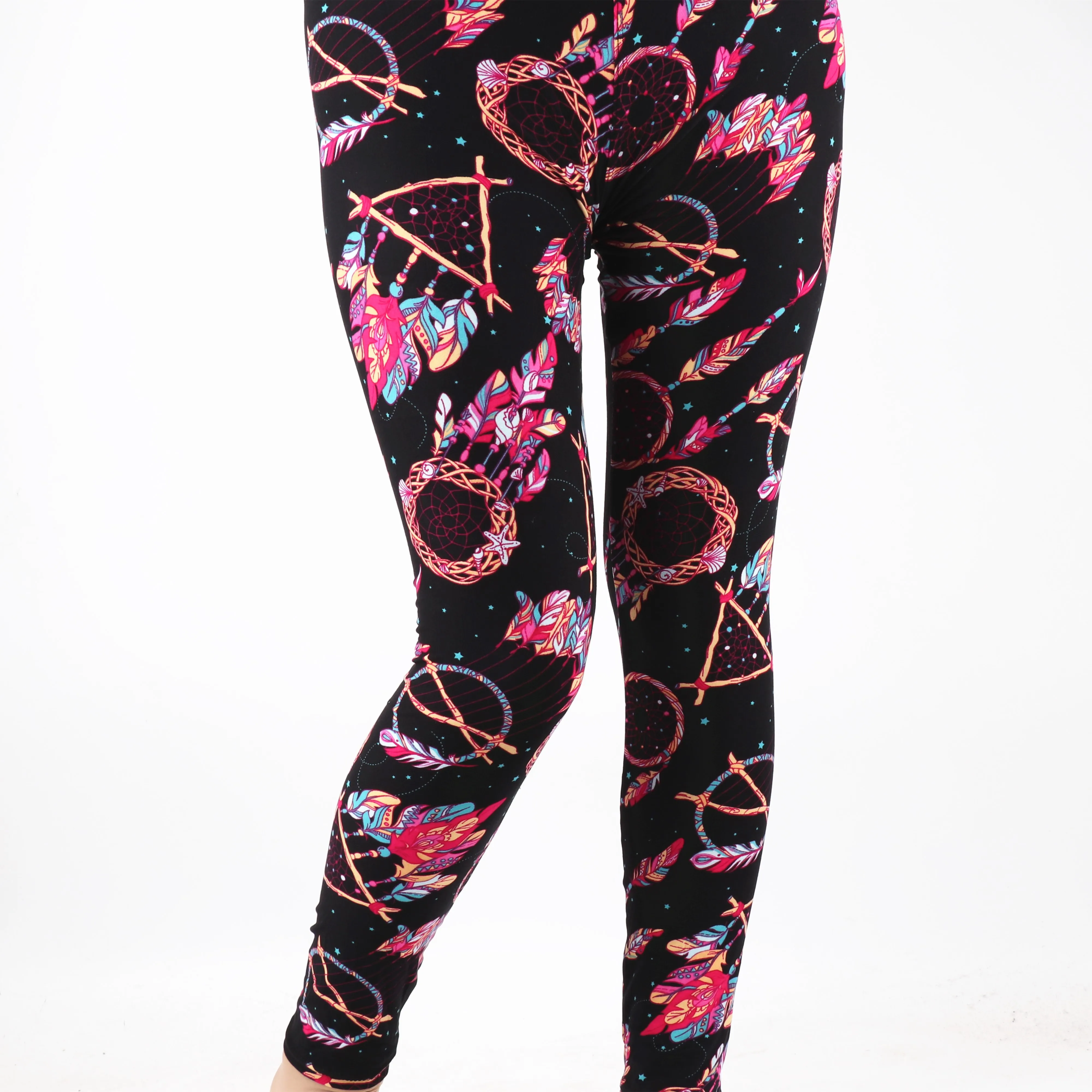 Модные женские индивидуальные этикетки с вашим собственным дизайном, высокие и закрученные Ловец снов с высокой талией и принтом, леггинсы для женщин