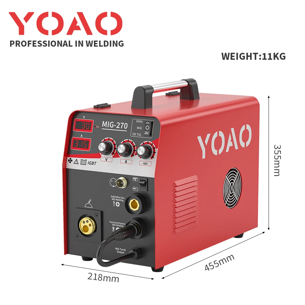 High Power Grade Dual-Purpose Welder 1/5/15KG Wire Feeder MIG-270 Mini Welding Machine Gas and Gasless CO2 Welder