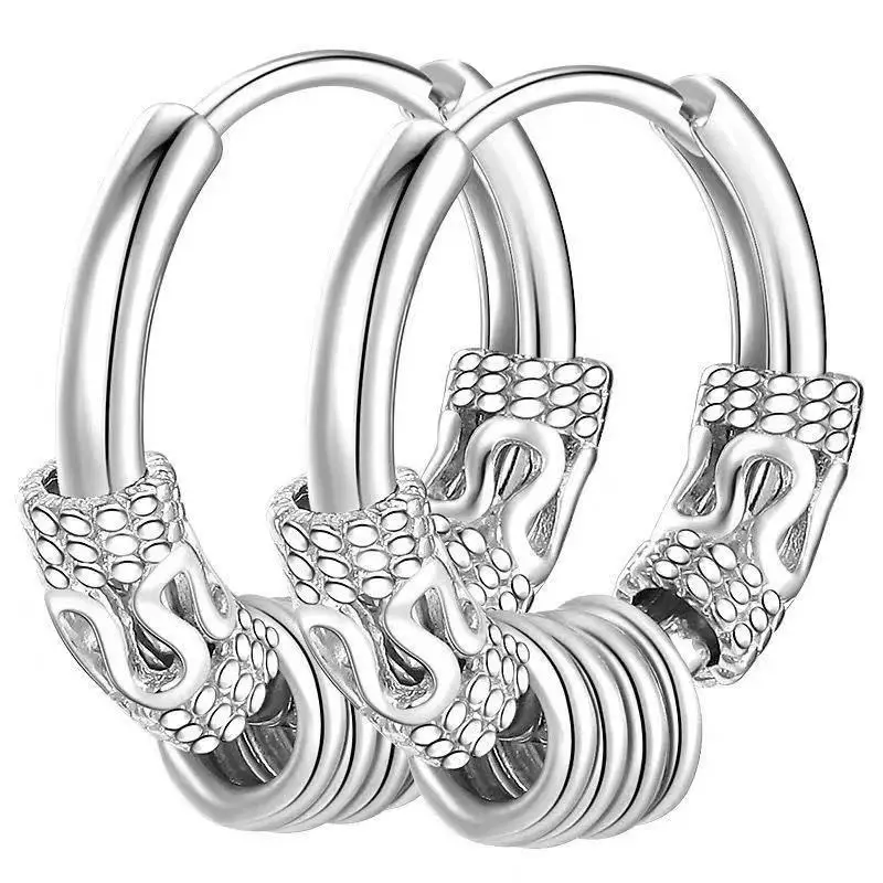 Punk Stainless Steel Hoop Earrings Black Earrings Set for Men Women Vintage Hip Hop Piercing Ear Jewelry