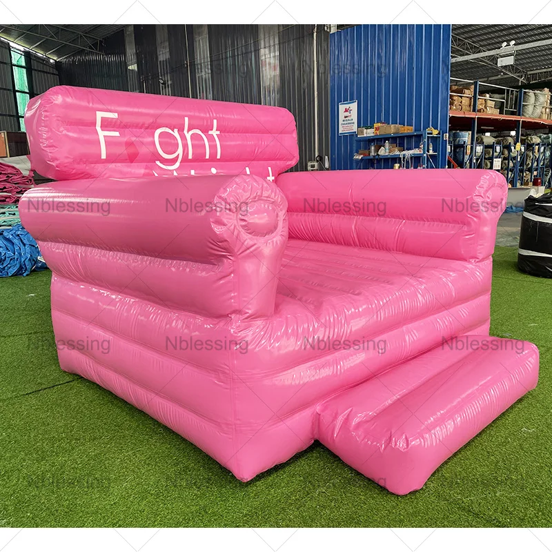 Wholesale outdoor adult kids Pvc inflatable sofa game portable double seat air inflatable game pink sofa