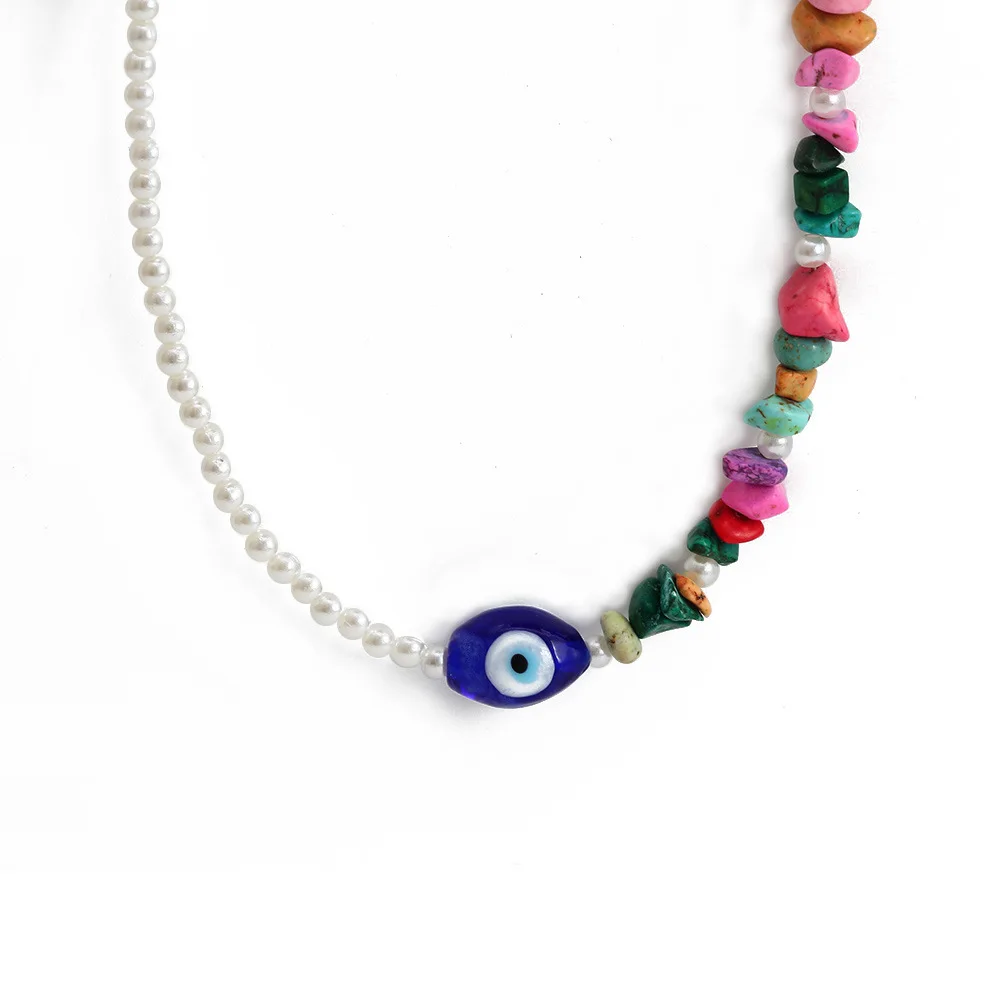 European and American standard mandarin duck style personality blue eyes necklace female creative devil eyes clavicle chain