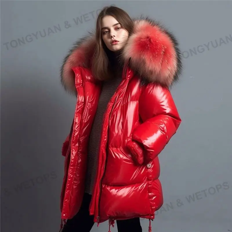 Custom Clothing Manufacturers Women Puffer Coats Wolf Fur Ruff Original Windproof Down Jackets Ladies Winter Warm Hooded Parkas