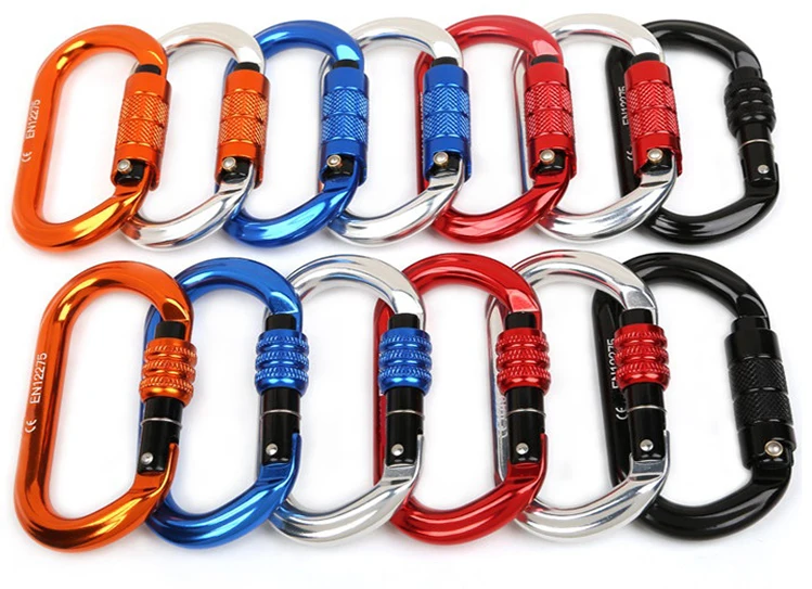 
Custom 25KN UIAA CE Certified Snap Hook Aluminum Locking shaped Carabiner Climbing 