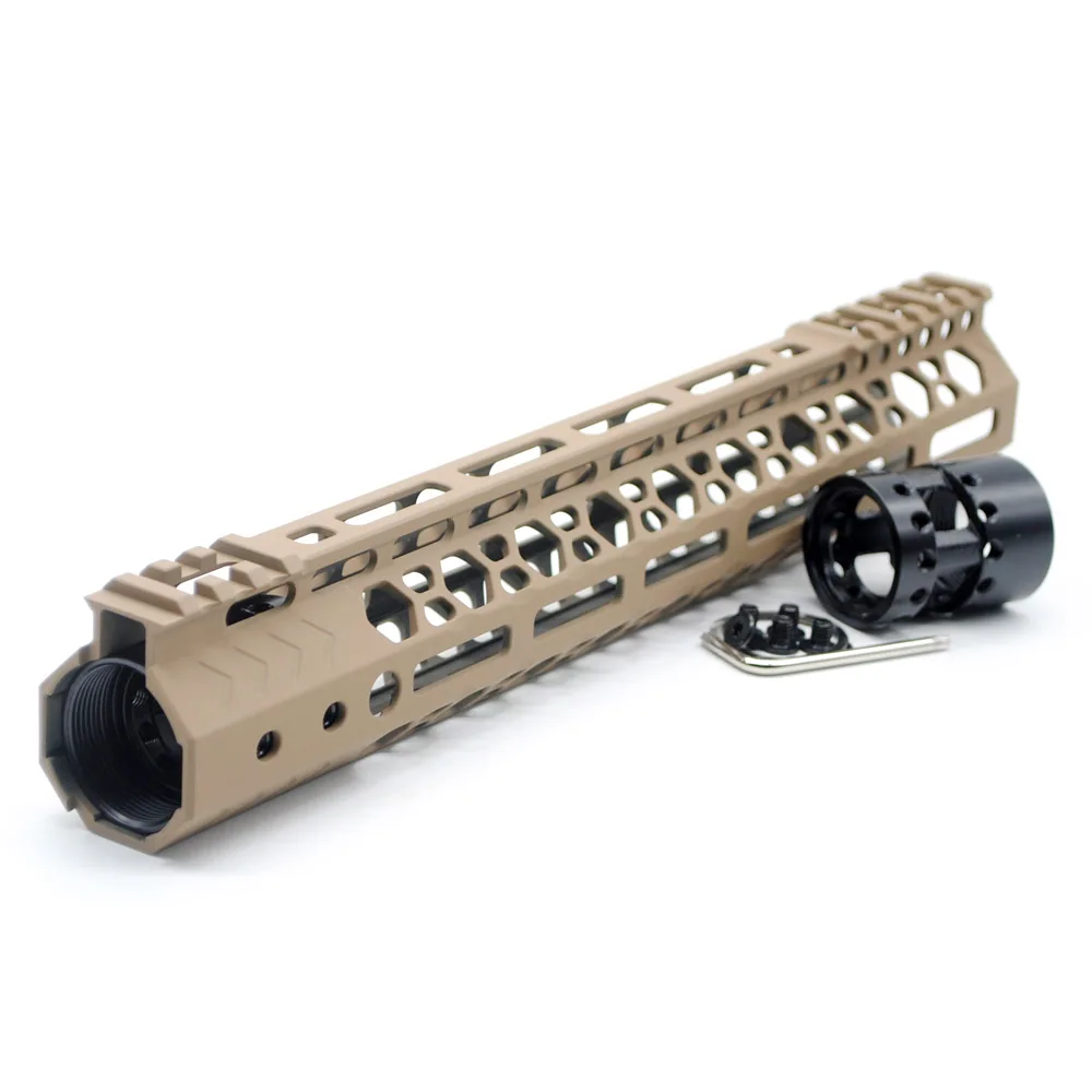 
Aplus NSR style TAN/FDE 10 inches M-LOK free float AR15 handguard mlok beveled edge fits .223/5.56 rifles with steel barrel nut 