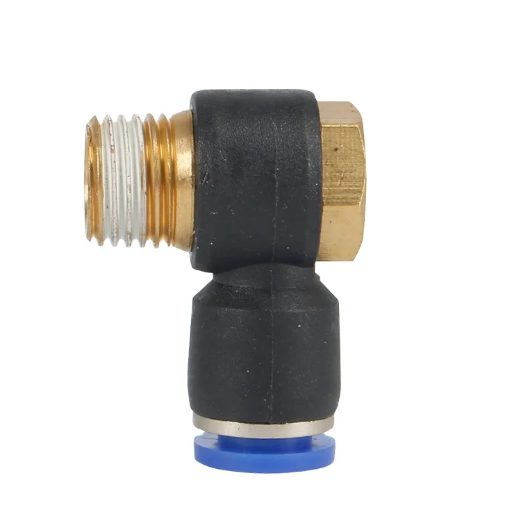 XAKJ PH Outer Hexagon Male BSPT Threaded L Type Elbow Rotating Swivel Airtube Pneumatic Fitting