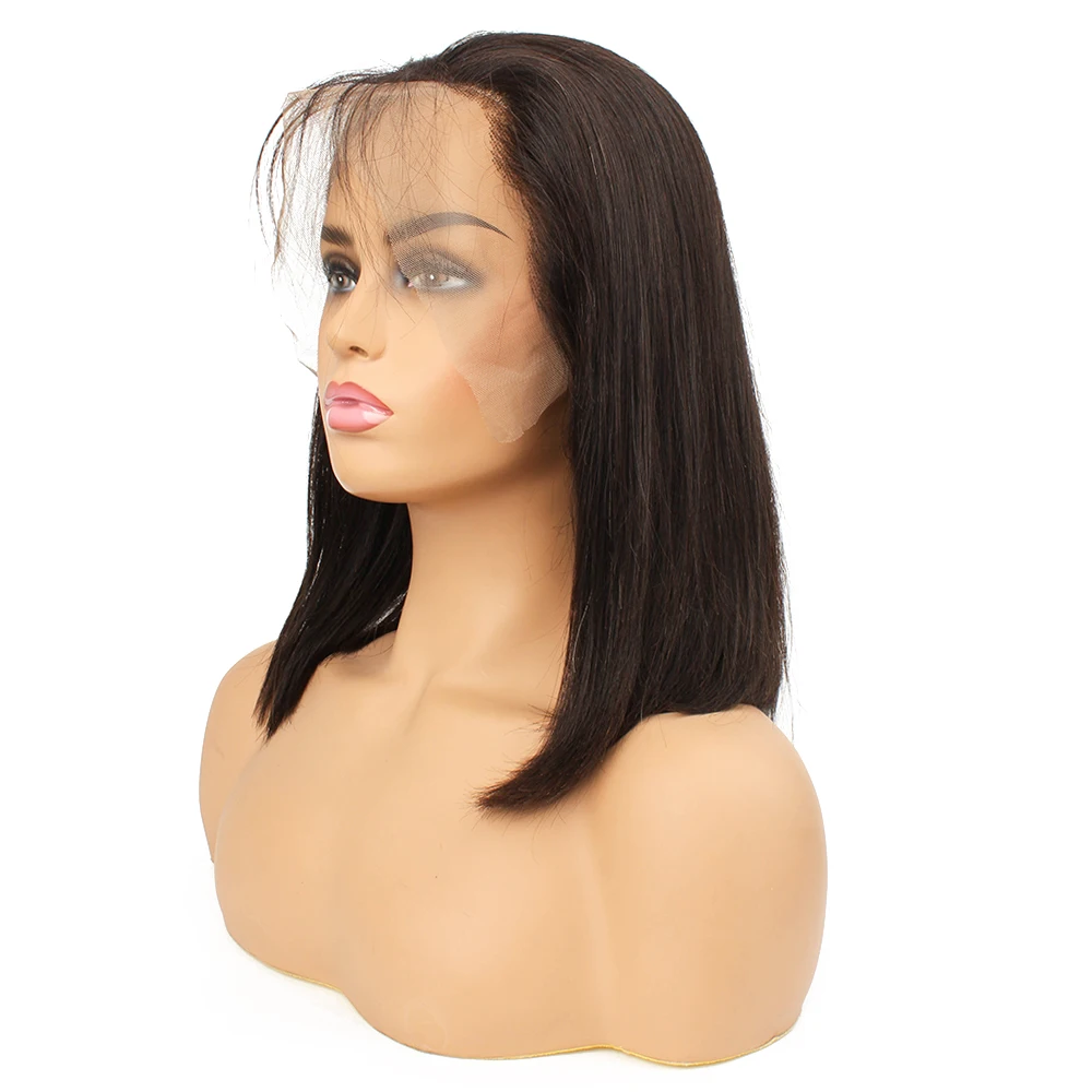 Wholesale natural aligned unprocessed 100% virgin brazilian human hair bob wigs human hair lace front