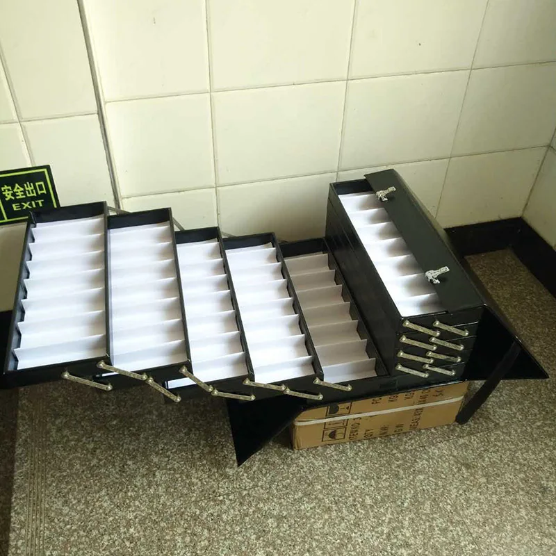 Newest Black Leather Sunglasses Password Case  80 Pairs Eyewear Glasses Display Suitcase