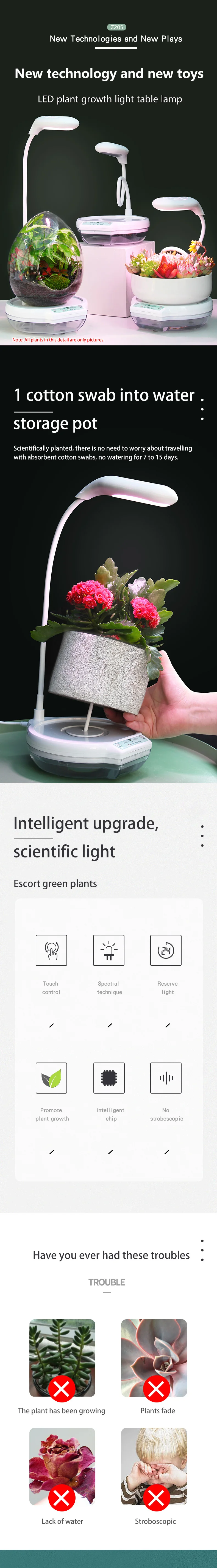 LED light plant lazy flower pot table lamp type flower pot