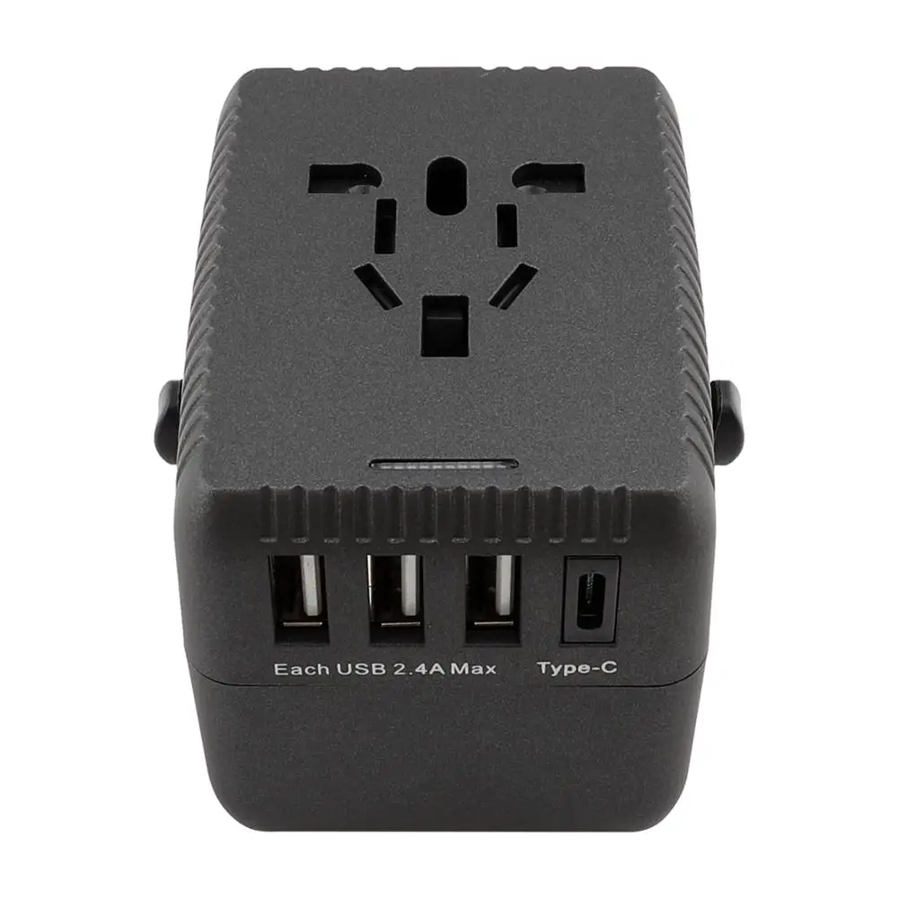 
2019 black travel adaptor conversion plug type c usb adapter with uk usa euro aus plug socket 