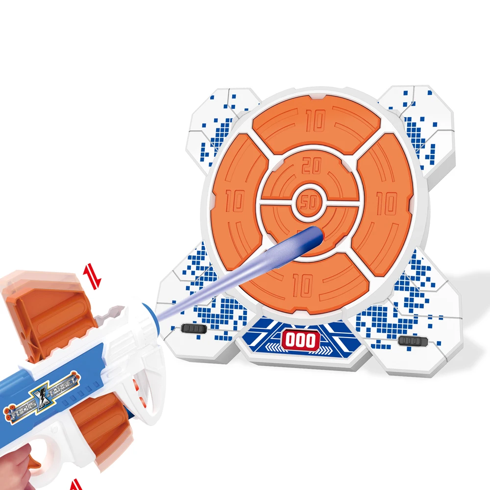 
Kids toy plastic air gun soft bullet scoring electric shooting target with light and music 