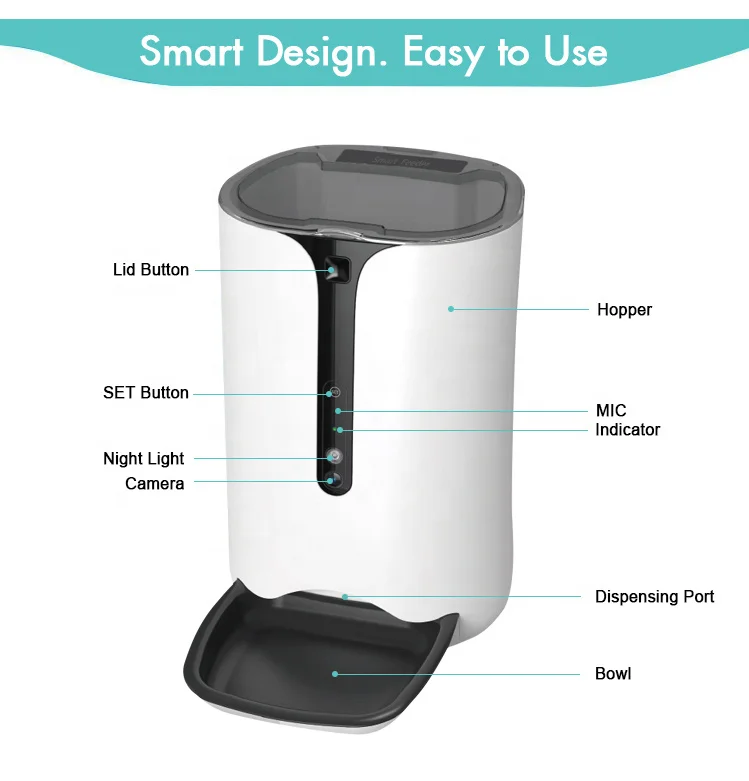 Automatic Pet Feeder with Camera Smart Pet Food Dispenser Cat dog Feeder With Timer